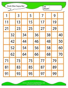 Eksik Sayıyı Bul Çalışma Sayfaları